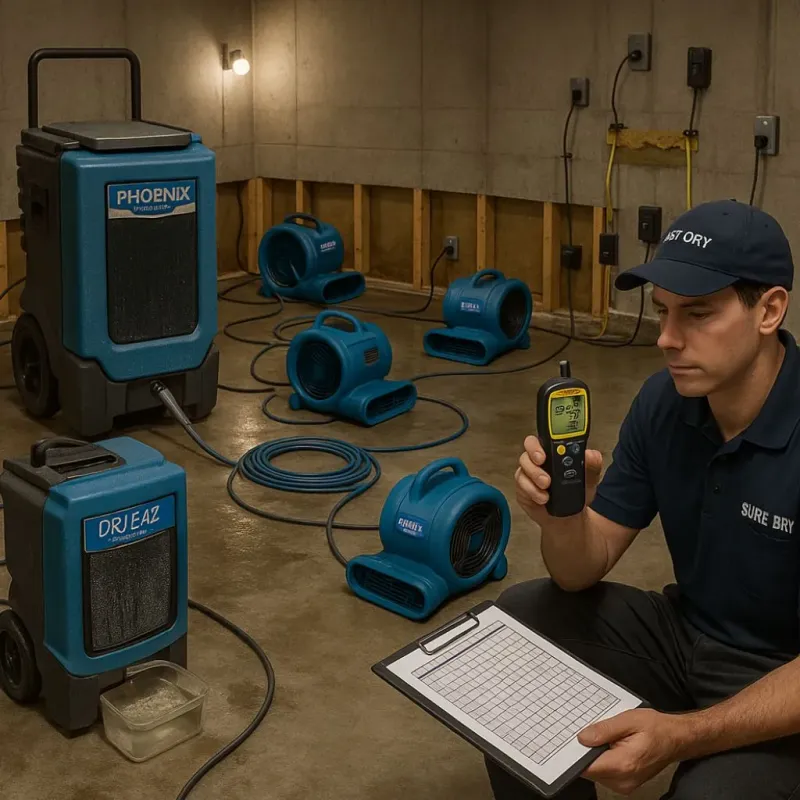 Structural Drying and Dehumidification process in Falmouth, MA